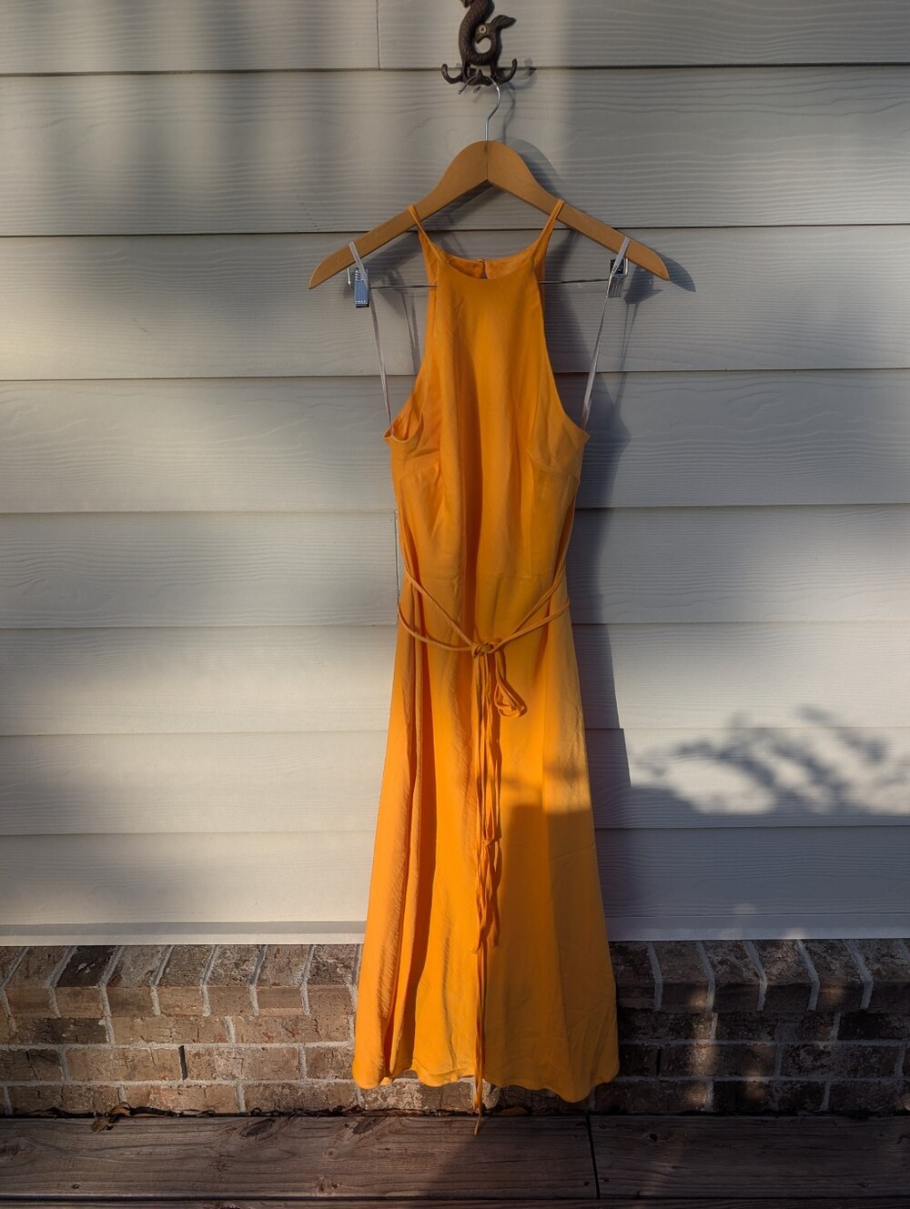 Asos Dress NWT Size 6 Orange Midi Ties Satin Romantic Summer Vacation